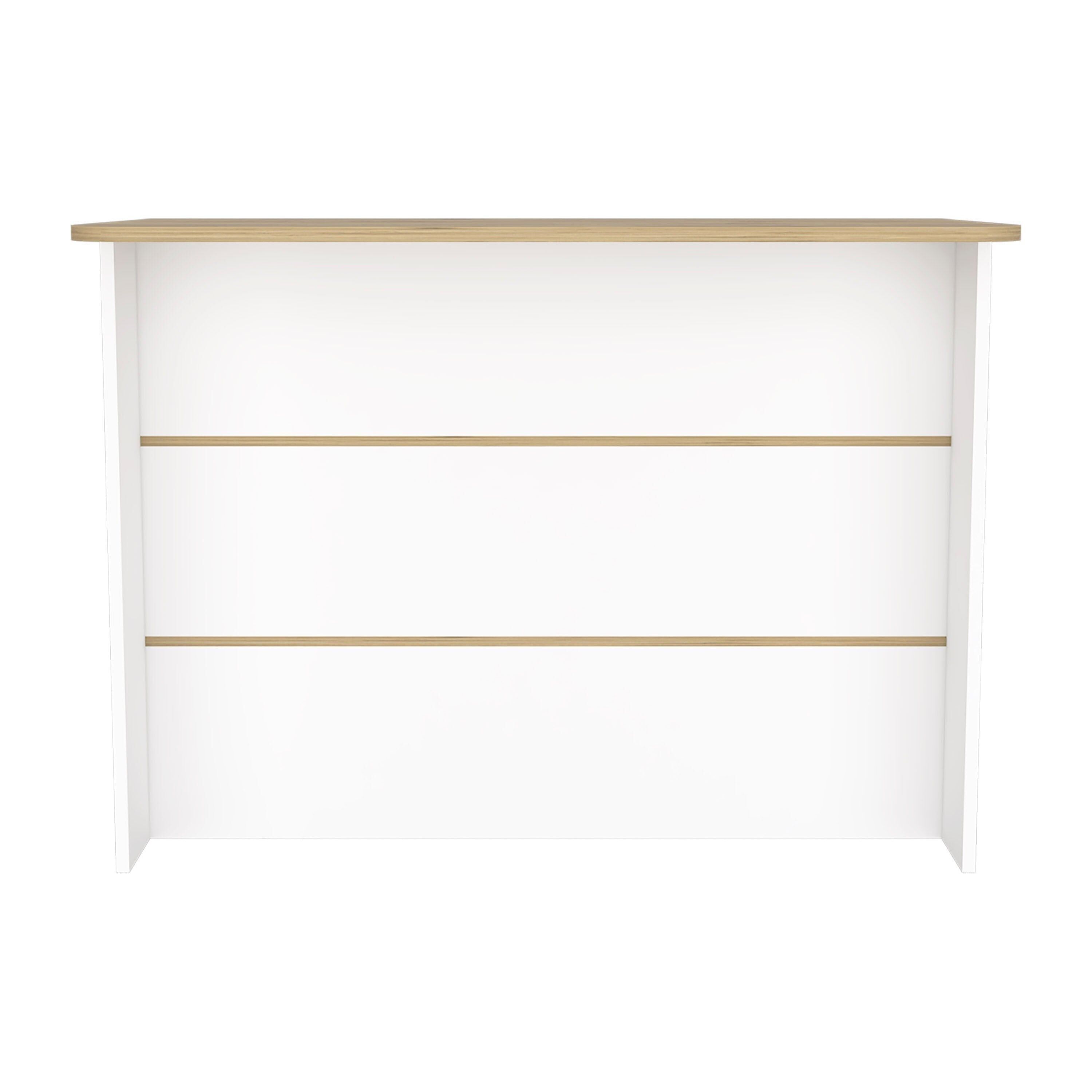 Fendi Kitchen Bar, with three shelves 90 CM H X 120 CM W X 60 CM D. White / Macadamia