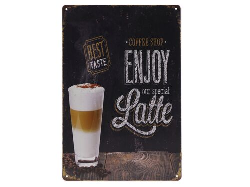 Enjoy Latte metalen bord 20x30cm