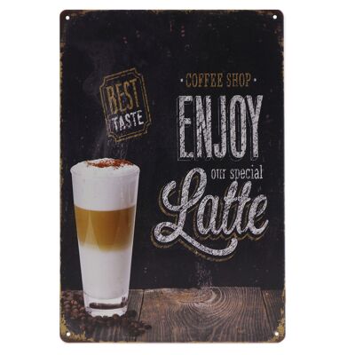 Enjoy Latte metalen bord 20x30cm