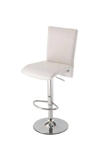 Tabouret de bar Madrid blanc 40x38x120 similicuir blanc métal