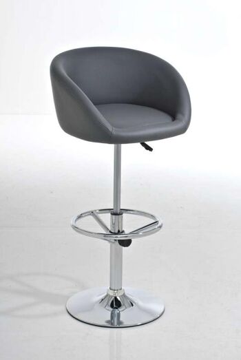 Tabouret de bar Miami Gris 47x54x106 Cuir artificiel gris Métal chromé 1