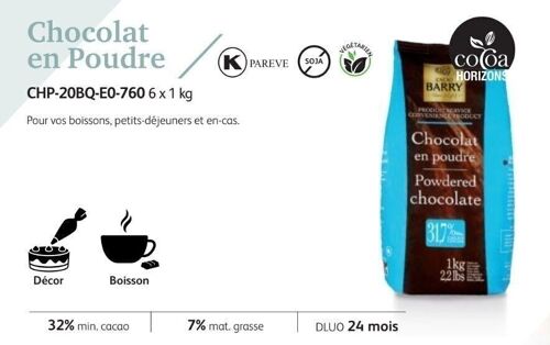 CACAO BARRY - CHOCOLAT EN POUDRE (poudre pour petit déjeuner) 1kg