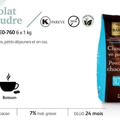 CACAO BARRY - CHOCOLAT EN POUDRE (poudre pour petit déjeuner) 1kg