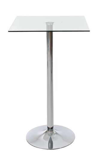 Table en verre carrée 105 cm Verre clair 60x60x105 Verre clair Verre Métal chromé