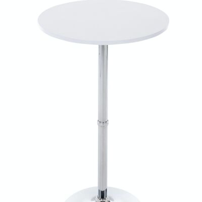 mesa bar redonda blanca 60x60x108 madera blanca metal cromado