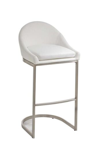 Tabouret de bar Crète blanc 45x47,5x98 cuir artificiel blanc acier inoxydable 1