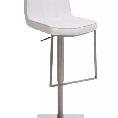 Taburete de bar Seoul blanco 46x43x79,5 cuero artificial blanco acero inoxidable