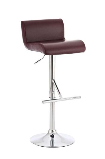 Tabouret de bar California bordeaux 44x38x80 simili cuir bordeaux Métal chromé