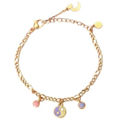 Pulsera oro yinyang lila