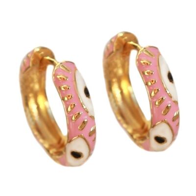 Gold earrings Evil Eye pink