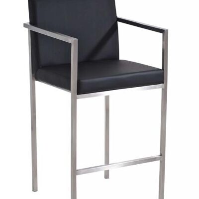 Tabouret de bar Atlantic noir 54x49,5x97 cuir artificiel noir acier inoxydable