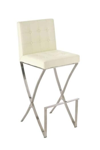 Tabouret de bar Ballina E78 crème 53x45x110 cuir artificiel crème acier inoxydable