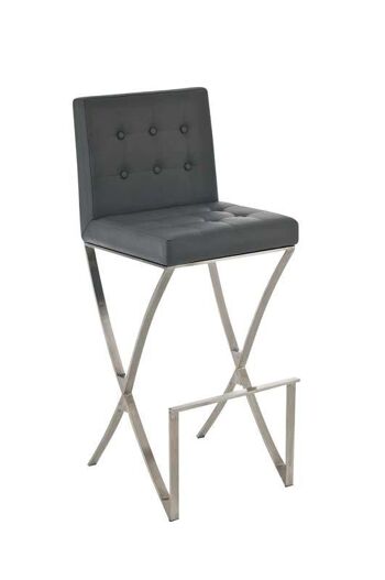 Tabouret de bar Ballina E78 Gris 53x45x110 Cuir artificiel gris acier inoxydable