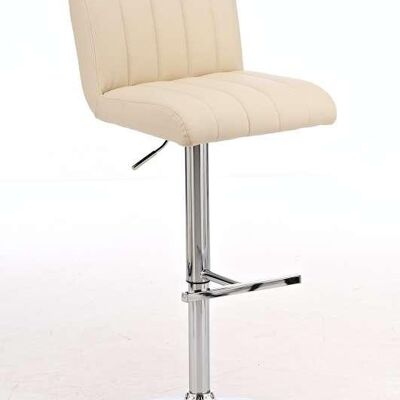 Bar stool New Orleans cream 55x42x109 cream leatherette Chromed metal