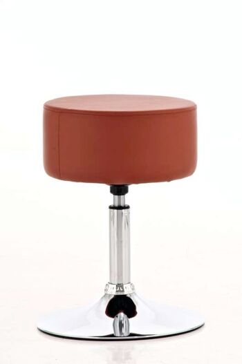 Tabouret Anna simili cuir cognac 39x39x51 simili cuir cognac Métal chromé 2