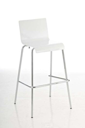 Tabouret de bar Monza blanc brillant 50x46x82 blanc brillant Bois Métal chromé