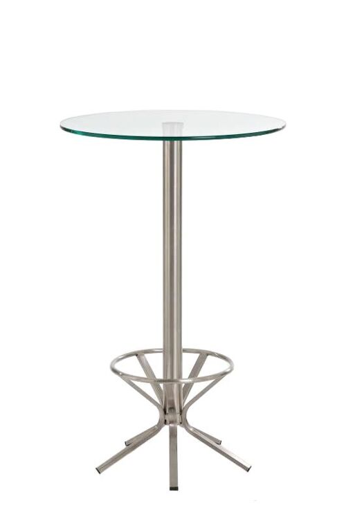 Austin hoge tafel met onderstel Helder glas 70x70x110 Helder glas Glas roestvrij staal