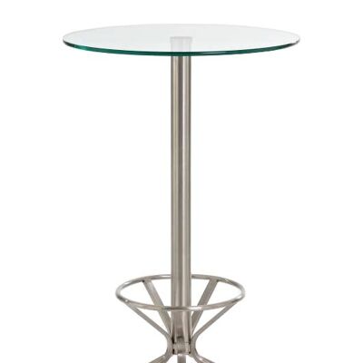 Austin hoge tafel met onderstel Helder glas 70x70x110 Helder glas Glas roestvrij staal