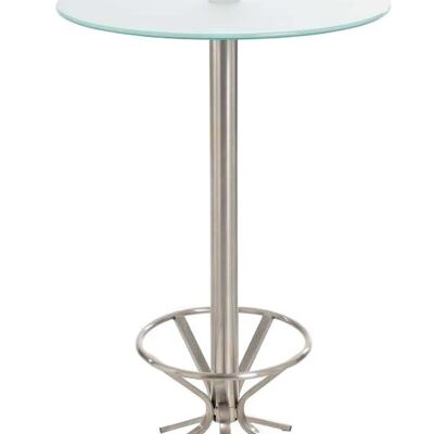 Austin mesa alta con estructura vidrio helado 70x70x110 vidrio helado Vidrio acero inoxidable