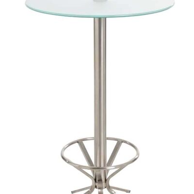 Austin hoge tafel met onderstel bevroren glas 70x70x110 bevroren glas Glas roestvrij staal