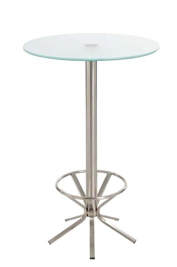Table haute Austin avec cadre verre gelé 70x70x110 verre gelé Verre acier inoxydable 1