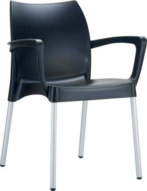 Dolce-stoel zwart 53x56x80 zwart plastic aluminium