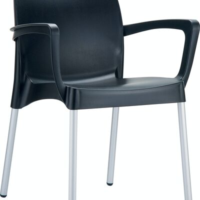 Dolce Stuhl schwarz 53x56x80 schwarzer Kunststoff Aluminium