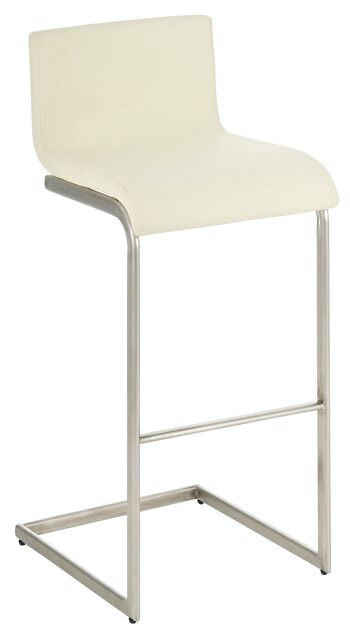 Tabouret de bar Newport crème 50x40x96 simili cuir crème inox 1