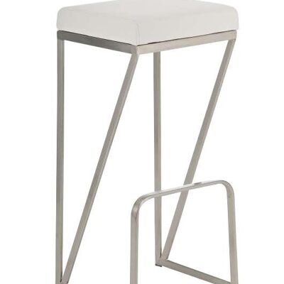 Taburete de bar Leeds blanco 36x35,5x80 cuero artificial blanco acero inoxidable