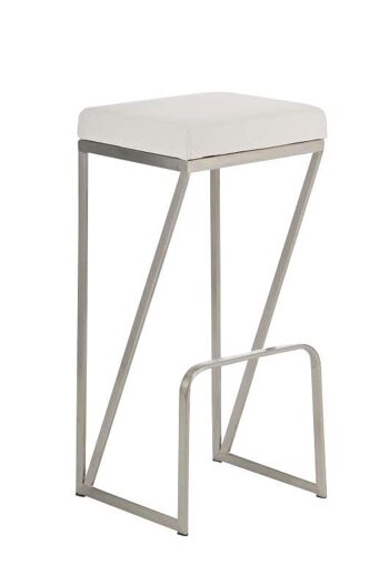 Tabouret de bar Leeds blanc 36x35,5x80 cuir artificiel blanc acier inoxydable 1