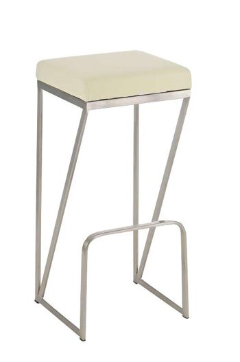 Tabouret de bar Leeds crème 36x35,5x80 simili cuir crème inox 1