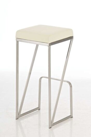 Tabouret de bar Leeds crème 36x35,5x80 simili cuir crème inox 3