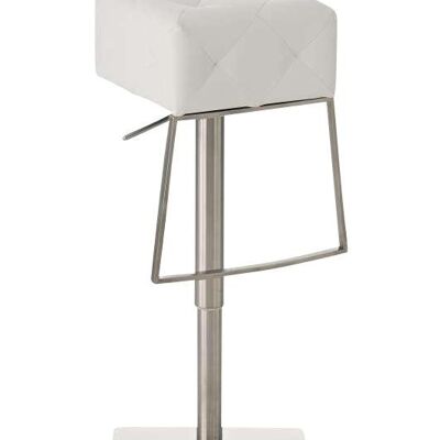 Taburete de bar Mansfield blanco 42x42x68 cuero artificial blanco acero inoxidable