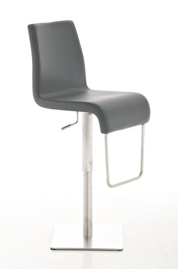 Tabouret de bar James Grey 57x41x93 Similicuir gris acier inoxydable 1