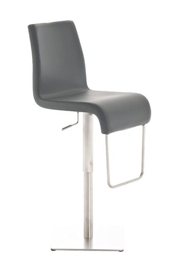 Tabouret de bar James Grey 57x41x93 Similicuir gris acier inoxydable 2