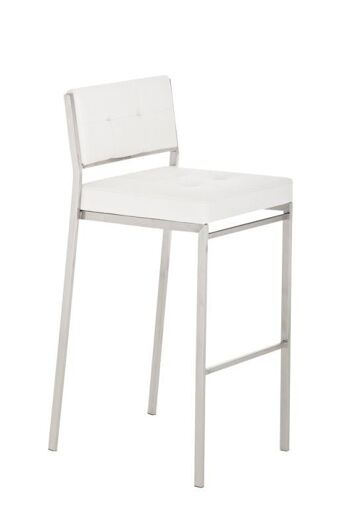 Tabouret de bar Aspri blanc 51x42x100 cuir artificiel blanc acier inoxydable 1