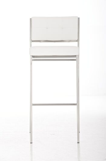 Tabouret de bar Aspri blanc 51x42x100 cuir artificiel blanc acier inoxydable 2