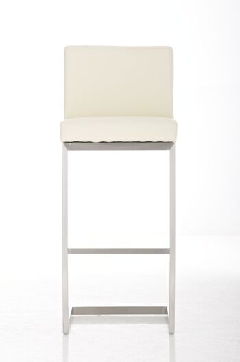 Tabouret de bar Paros crème 48x42x104 crème simili cuir inox 2