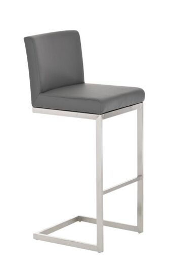 Tabouret de bar Paros Gris 48x42x104 Cuir artificiel gris acier inoxydable 1