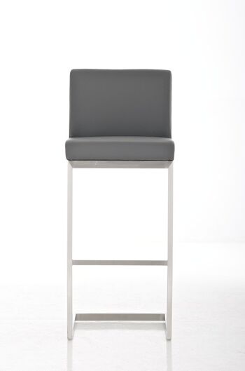 Tabouret de bar Paros Gris 48x42x104 Cuir artificiel gris acier inoxydable 2