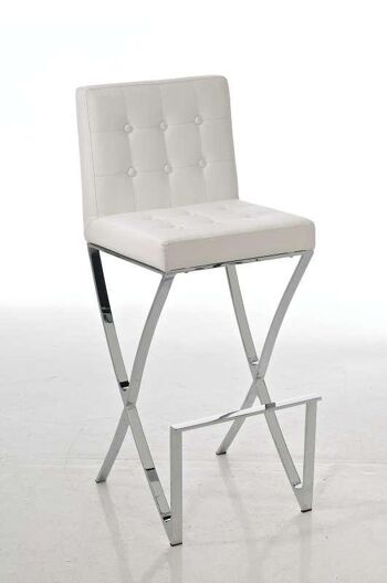 Tabouret de bar Ballina C78 blanc 43x45x110 cuir artificiel blanc Métal chromé