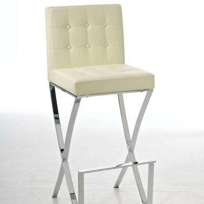 Bar stool Ballina C78 cream 43x45x110 cream leatherette Chromed metal