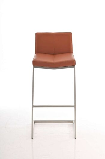 Tabouret de bar KOS cognac 43x45x99 cuir artificiel cognac acier inoxydable 2