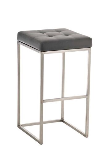 Tabouret de bar Lugano E77 Gris 45x41x77 Cuir artificiel gris acier inoxydable 1