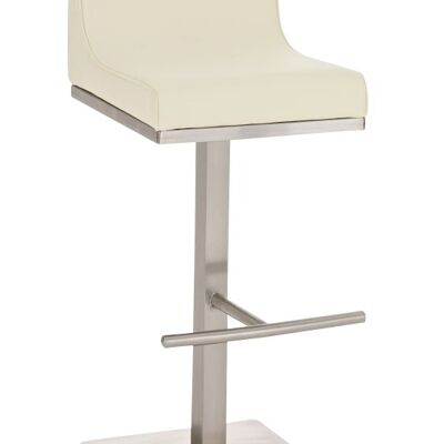 Tabouret de bar Graz crème 44x44x90 similicuir crème acier inoxydable