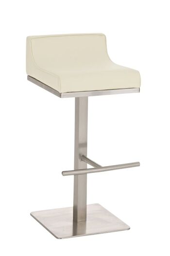 Tabouret de bar Graz crème 44x44x90 similicuir crème acier inoxydable 1