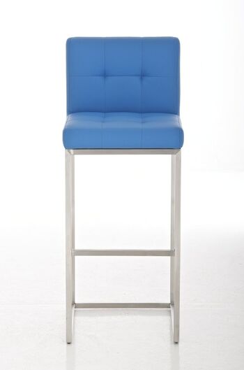 Tabouret de bar Edinburgh E77 bleu 45x41x103,5 similicuir bleu acier inoxydable 2