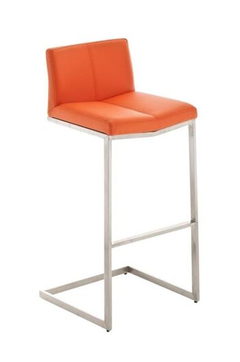 Tabouret de bar Kos orange 43x45x99 cuir artificiel orange acier inoxydable