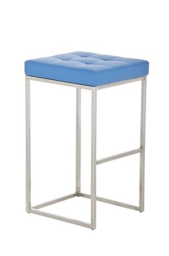 Tabouret de bar Lugano E77 bleu 45x41x77 cuir artificiel bleu acier inoxydable 1