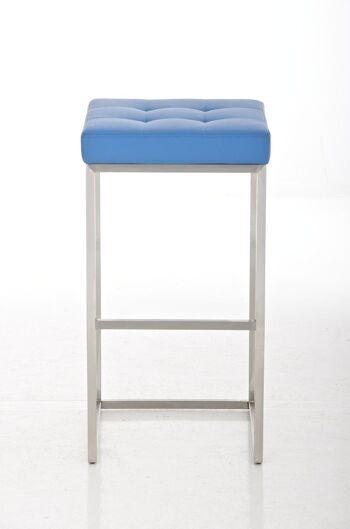 Tabouret de bar Lugano E77 bleu 45x41x77 cuir artificiel bleu acier inoxydable 2